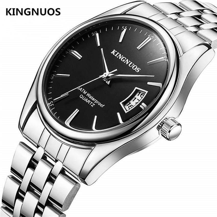 Planet Gates steel-4 Men Watch Fashion Male Date Calendar Clock Sports Watchband Waterproof Man Quartz Wrist Watches KINGNUOS