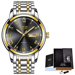Planet Gates Steel Gold Black Watch Men Fashion Sports Quartz Full Steel Gold Business Mens Watches Top Brand Luxury Waterproof Watch Relogio Masculino