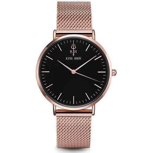 Planet Gates STEEL ROSE BLACK Women Watch Ladies Ultra Thin Stainless Steel Band Quartz Wristwatch Fashion Female Clock Relogio
