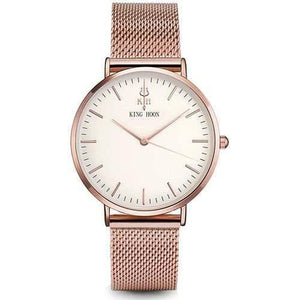 Planet Gates STEEL ROSE WHITE Women Watch Ladies Ultra Thin Stainless Steel Band Quartz Wristwatch Fashion Female Clock Relogio