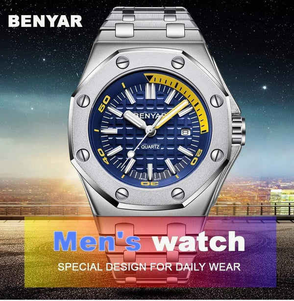 Planet Gates Steel Silver Black Men Watches Male Top Brand Luxury Quartz Watch Men Casual Waterproof Sports WristWatch Relogio Masculino Box