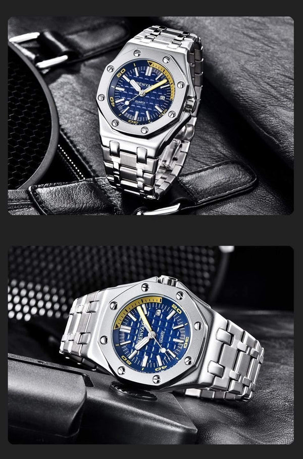 Planet Gates Steel Silver Black Men Watches Male Top Brand Luxury Quartz Watch Men Casual Waterproof Sports WristWatch Relogio Masculino Box