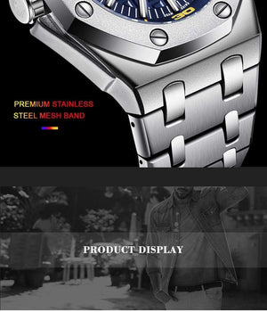 Planet Gates Steel Silver Black Men Watches Male Top Brand Luxury Quartz Watch Men Casual Waterproof Sports WristWatch Relogio Masculino Box