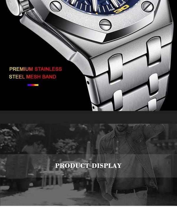 Planet Gates Steel Silver Black Men Watches Male Top Brand Luxury Quartz Watch Men Casual Waterproof Sports WristWatch Relogio Masculino Box