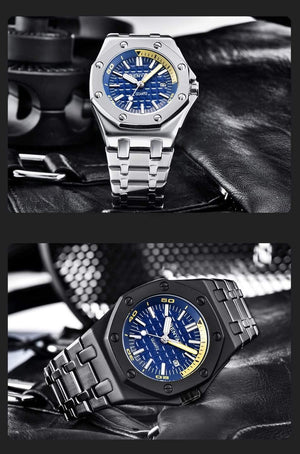 Planet Gates Steel Silver Black Men Watches Male Top Brand Luxury Quartz Watch Men Casual Waterproof Sports WristWatch Relogio Masculino Box