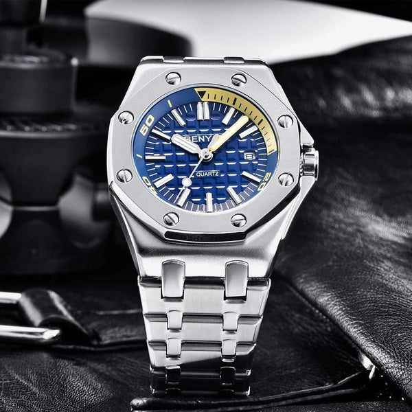 Planet Gates Steel Silver Black Men Watches Male Top Brand Luxury Quartz Watch Men Casual Waterproof Sports WristWatch Relogio Masculino Box
