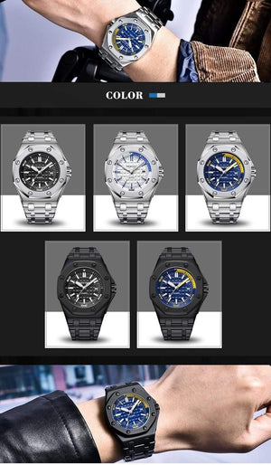 Planet Gates Steel Silver Black Men Watches Male Top Brand Luxury Quartz Watch Men Casual Waterproof Sports WristWatch Relogio Masculino Box