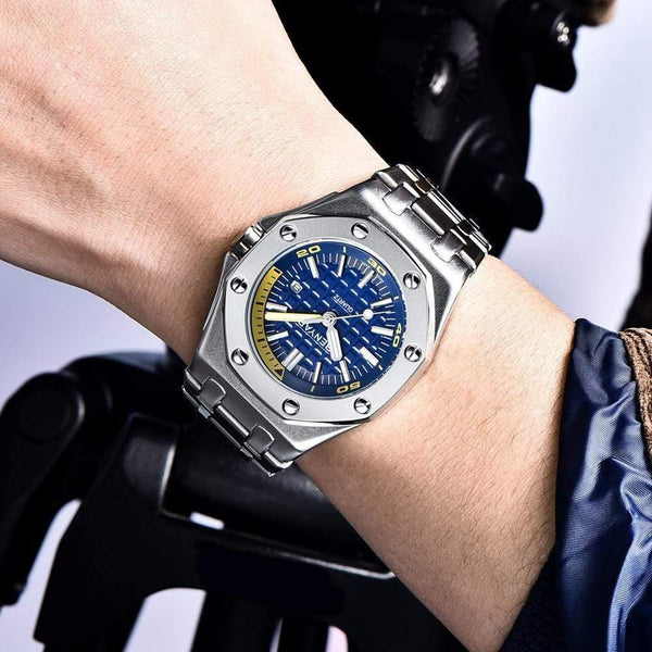 Planet Gates Steel Silver Black Men Watches Male Top Brand Luxury Quartz Watch Men Casual Waterproof Sports WristWatch Relogio Masculino Box