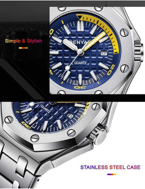 Planet Gates Steel Silver Black Men Watches Male Top Brand Luxury Quartz Watch Men Casual Waterproof Sports WristWatch Relogio Masculino Box