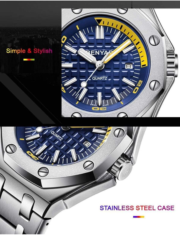 Planet Gates Steel Silver Black Men Watches Male Top Brand Luxury Quartz Watch Men Casual Waterproof Sports WristWatch Relogio Masculino Box