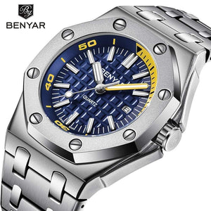 Planet Gates Steel Silver Black Men Watches Male Top Brand Luxury Quartz Watch Men Casual Waterproof Sports WristWatch Relogio Masculino Box