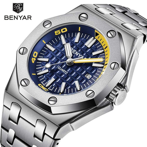 Planet Gates Steel Silver Black Men Watches Male Top Brand Luxury Quartz Watch Men Casual Waterproof Sports WristWatch Relogio Masculino Box