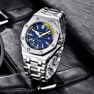 Planet Gates Steel Silver Black Men Watches Male Top Brand Luxury Quartz Watch Men Casual Waterproof Sports WristWatch Relogio Masculino Box