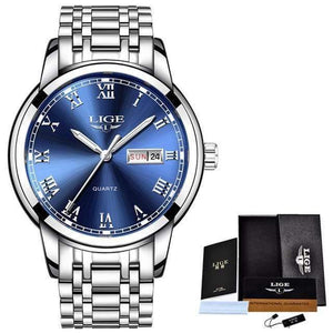 Planet Gates Steel Silver Blue Watch Men Fashion Sports Quartz Full Steel Gold Business Mens Watches Top Brand Luxury Waterproof Watch Relogio Masculino