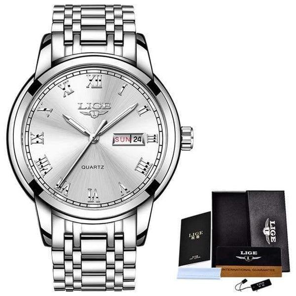 Planet Gates Steel Silver White Watch Men Fashion Sports Quartz Full Steel Gold Business Mens Watches Top Brand Luxury Waterproof Watch Relogio Masculino