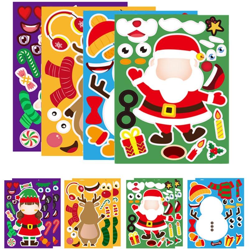 Planet Gates Stickers Puzzle Games Kids DIY Make-a-Face Santa Claus Snowman Elk Dressing Puzzles Children Education Toy Games Self-stick
