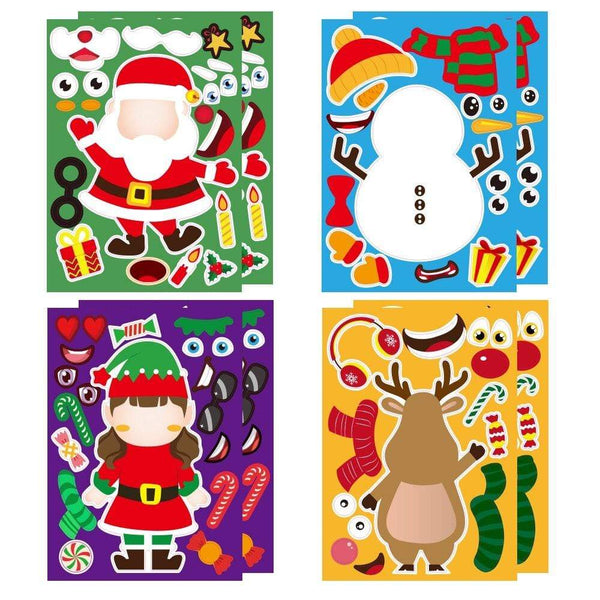 Planet Gates Stickers Puzzle Games Kids DIY Make-a-Face Santa Claus Snowman Elk Dressing Puzzles Children Education Toy Games Self-stick