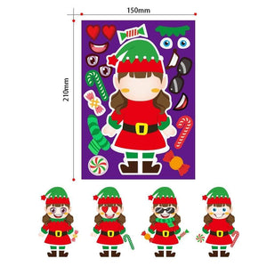Planet Gates Stickers Puzzle Games Kids DIY Make-a-Face Santa Claus Snowman Elk Dressing Puzzles Children Education Toy Games Self-stick