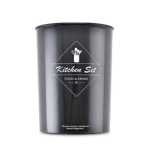 Planet Gates Storage Box Black 9/10/12pcs Cooking Tools Set Premium Silicone Kitchen Cooking Utensils Set With Storage Box Turner Tongs Spatula Soup Spoon