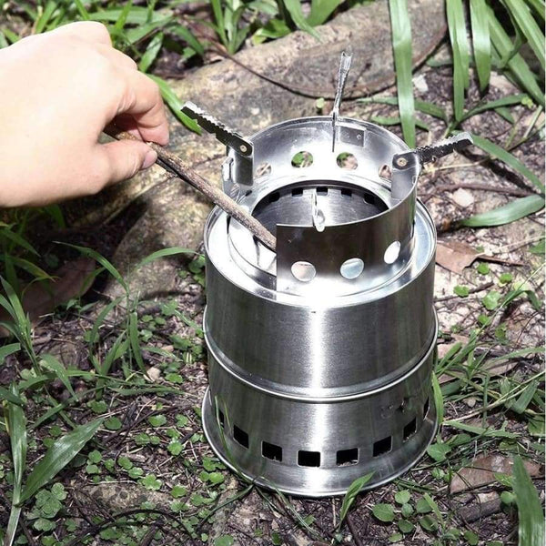 Planet Gates Stove Portable Stainless Steel Wood Burning Stove camping equipment for Outdoor Backpacking Hiking Traveling Picnic BBQ