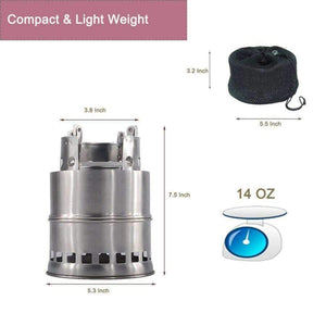 Planet Gates Stove Portable Stainless Steel Wood Burning Stove camping equipment for Outdoor Backpacking Hiking Traveling Picnic BBQ