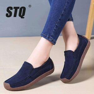 Planet Gates STQ 2018 Autumn women flats leather suede slip on loafers shoes ladies ballet flats shoes female boat oxford shoes QL526