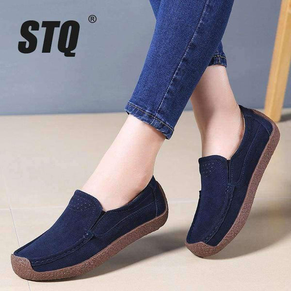 Planet Gates STQ 2018 Autumn women flats leather suede slip on loafers shoes ladies ballet flats shoes female boat oxford shoes QL526