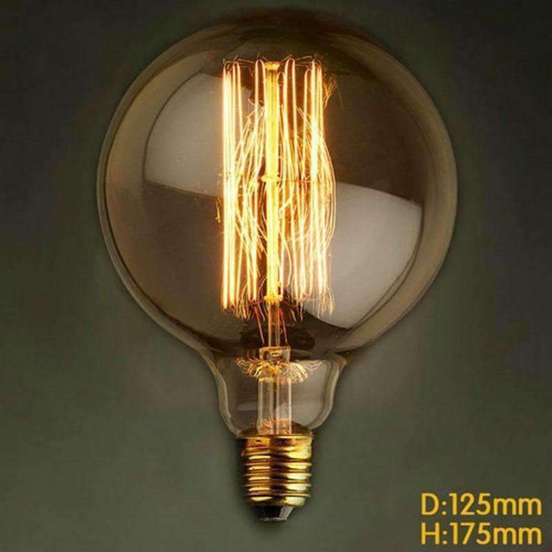 Planet Gates Straight / 40W G125 40/60W E27 220-240V Antique Edison Bulb Vintage Globle American Light Bulb for Retro Decoration Light