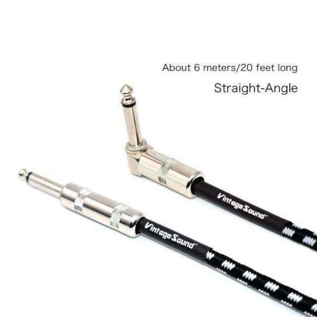 Electric Guitar Audio Cable 6M/20 Feet 3 Meters/10Feet Bass Musical Instrument Cable Jack Cord 1/4 Inch Straight To Angle Plug