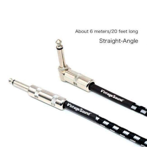 Planet Gates Straight-Angle 6M Electric Guitar Audio Cable 6m/20 Feet 3 Meters/10Feet Bass Musical Instrument Cable Jack Cord 1/4 Inch Straight to Angle Plug