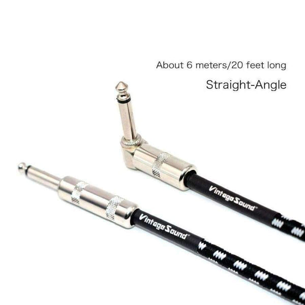 Planet Gates Straight-Angle 6M Electric Guitar Audio Cable 6m/20 Feet 3 Meters/10Feet Bass Musical Instrument Cable Jack Cord 1/4 Inch Straight to Angle Plug