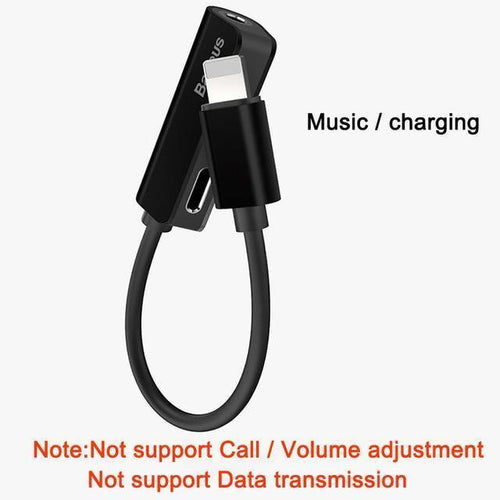 Planet Gates Straight Black Baseus Aux Audio For Lightning to 3.5mm Jack Connector Earphone Headphone OTG Adapter For iPhone Xs Max Xr X 8 7 Plus Splitter