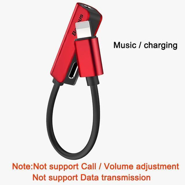 Planet Gates Straight Red Baseus Aux Audio For Lightning to 3.5mm Jack Connector Earphone Headphone OTG Adapter For iPhone Xs Max Xr X 8 7 Plus Splitter