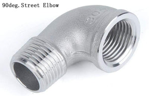 1/4 to 3/4" SS304 Stainless Steel Thread Elbow Cross Nipple Tube Plug Tee Cap End Pipe Fitting Nipple