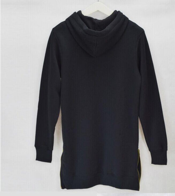 Planet Gates Streetwear Men's Long Black Hoodies Sweatshirts Feece extra long Hoody Side Zip Longline Hip Hop elongated for men Hoodie