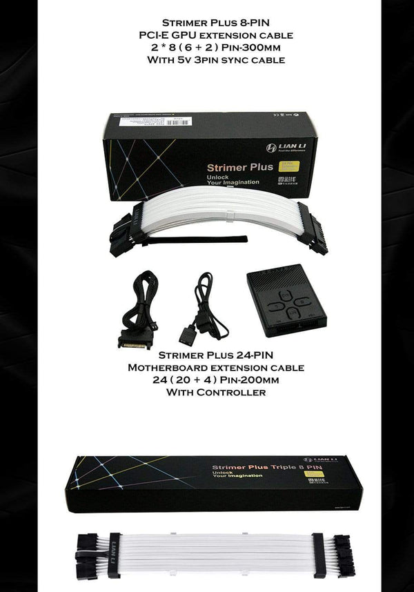 Planet Gates Strimer Plus RGB Motherboard Extension ATX 24PIN,GPU Extension Double/Triple 8PIN LIANLI Generation 2 Cable PC Decoration