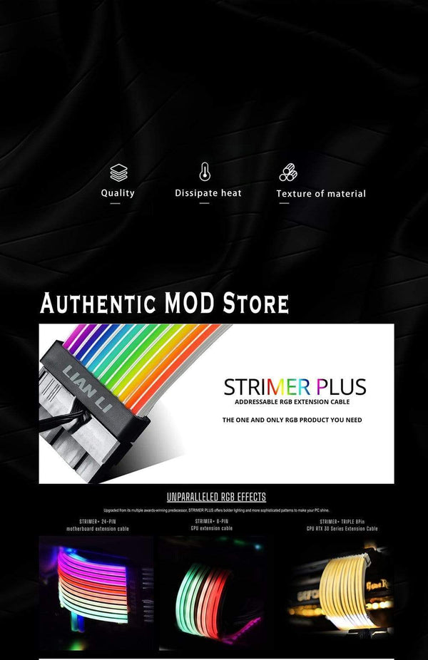 Planet Gates Strimer Plus RGB Motherboard Extension ATX 24PIN,GPU Extension Double/Triple 8PIN LIANLI Generation 2 Cable PC Decoration