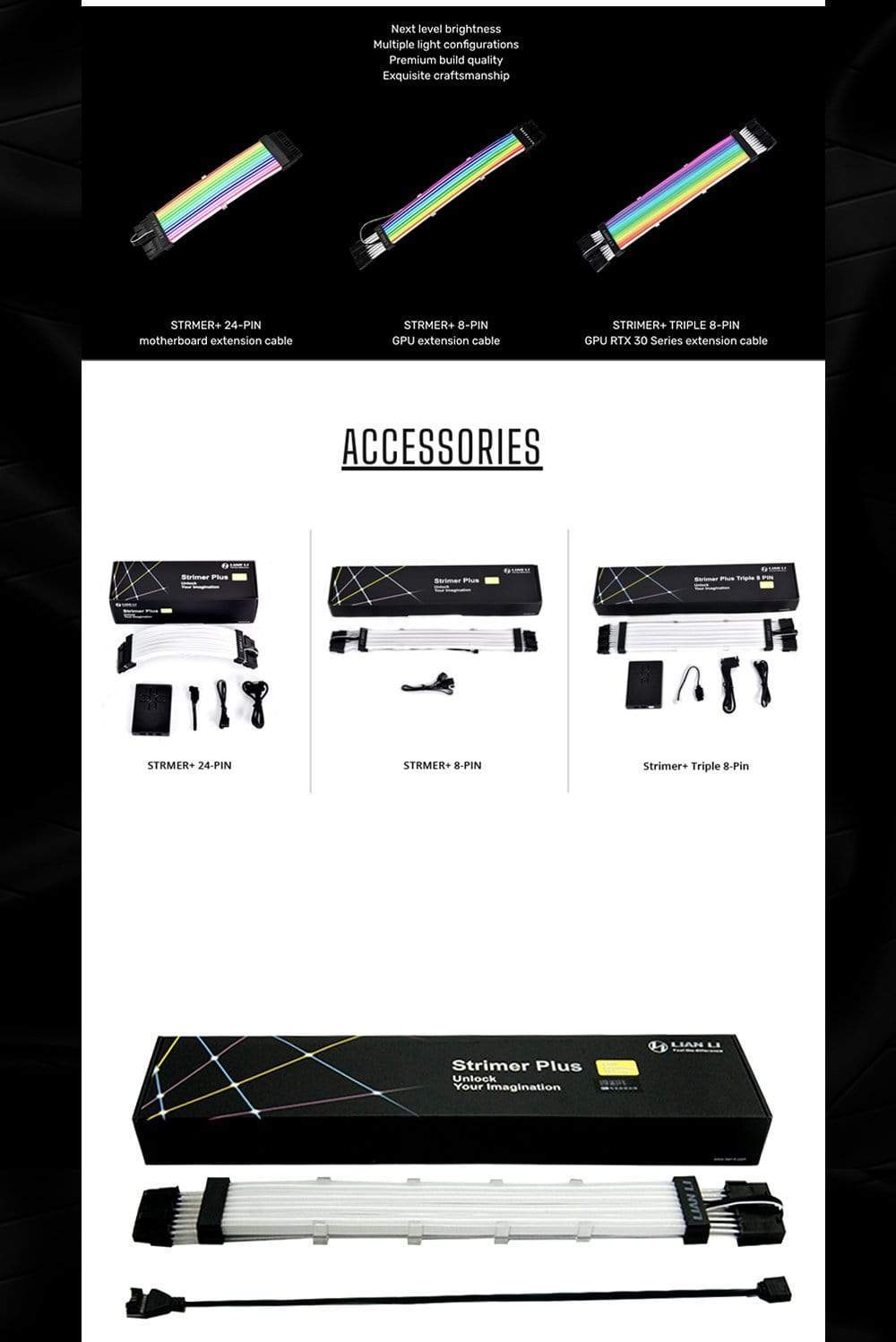 Planet Gates Strimer Plus RGB Motherboard Extension ATX 24PIN,GPU Extension Double/Triple 8PIN LIANLI Generation 2 Cable PC Decoration