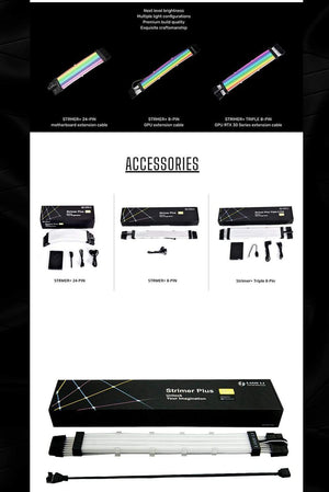 Planet Gates Strimer Plus RGB Motherboard Extension ATX 24PIN,GPU Extension Double/Triple 8PIN LIANLI Generation 2 Cable PC Decoration