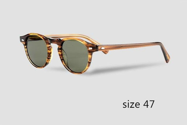 Planet Gates strip brown green 45 Sunglasses Women Gregory Peck Acetate Sun Glasses  Retro Round Frame OV5186 Men Polarized Vintage Eyeglasses Driving Glasses