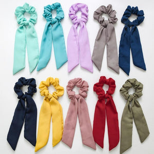 Stripe Ribbon Hair Scrunchies Women Elastic Hair Bands Scarf Hair Ties Rope Ponytail Holder Girls Hair Accessories
