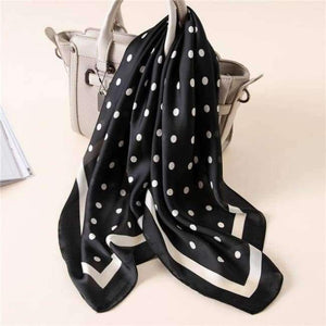 Planet Gates striped dot black Women Scarf Luxury Brand Striped Dots Print Hijab Pure Silk Shawl Scarfs Foulard Square Head Scarves Wraps 2017 NEW