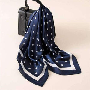 Planet Gates striped dot navy Women Scarf Luxury Brand Striped Dots Print Hijab Pure Silk Shawl Scarfs Foulard Square Head Scarves Wraps 2017 NEW