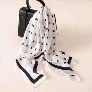 Planet Gates striped dot white Women Scarf Luxury Brand Striped Dots Print Hijab Pure Silk Shawl Scarfs Foulard Square Head Scarves Wraps 2017 NEW