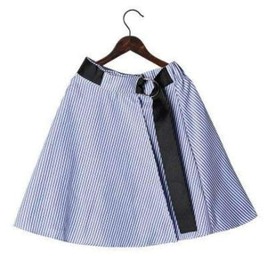 Planet Gates striped skirt / 6 Fashion Girls Tracksuits Long Sleeve Black T Shirt + Belt Stripe Skirts Toddler Teenage Girls Clothing Set School 6 8 10 12 14