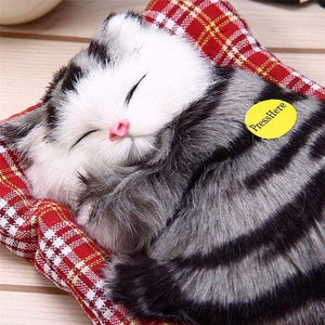 Planet Gates Stuffed Toys Lovely Simulation Animal Doll Plush Lazy Sleeping Cats Plush Toy with Sound Home Decorations