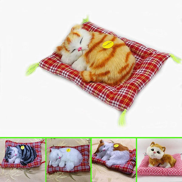 Planet Gates Stuffed Toys Lovely Simulation Animal Doll Plush Lazy Sleeping Cats Plush Toy with Sound Home Decorations