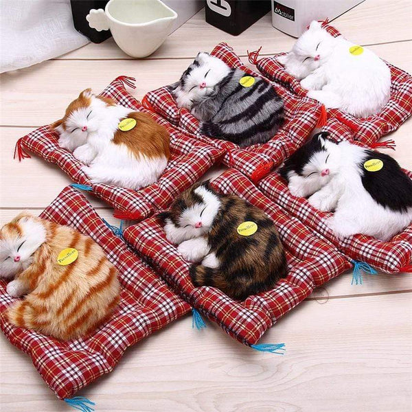 Planet Gates Stuffed Toys Lovely Simulation Animal Doll Plush Lazy Sleeping Cats Plush Toy with Sound Home Decorations