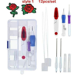 Planet Gates style 1 Embroidery Stitching Punch Needle Tool Sets Magic Embroidery Stitching Punch Pen With Case DIY Craft Sewing Tool for Embroidery