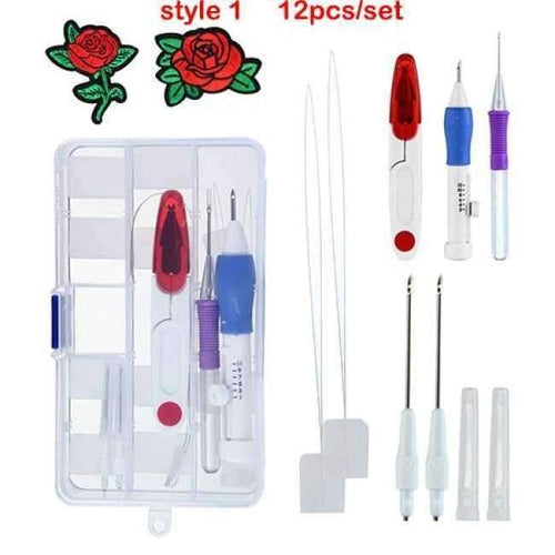 Planet Gates style 1 Embroidery Stitching Punch Needle Tool Sets Magic Embroidery Stitching Punch Pen With Case DIY Craft Sewing Tool for Embroidery